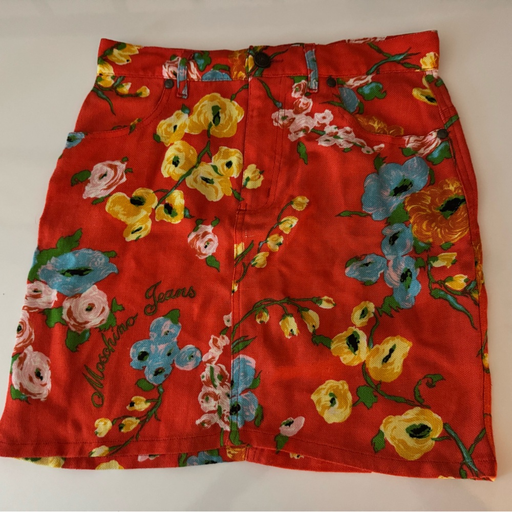 Moschino Vintage Red Floral Skirt
